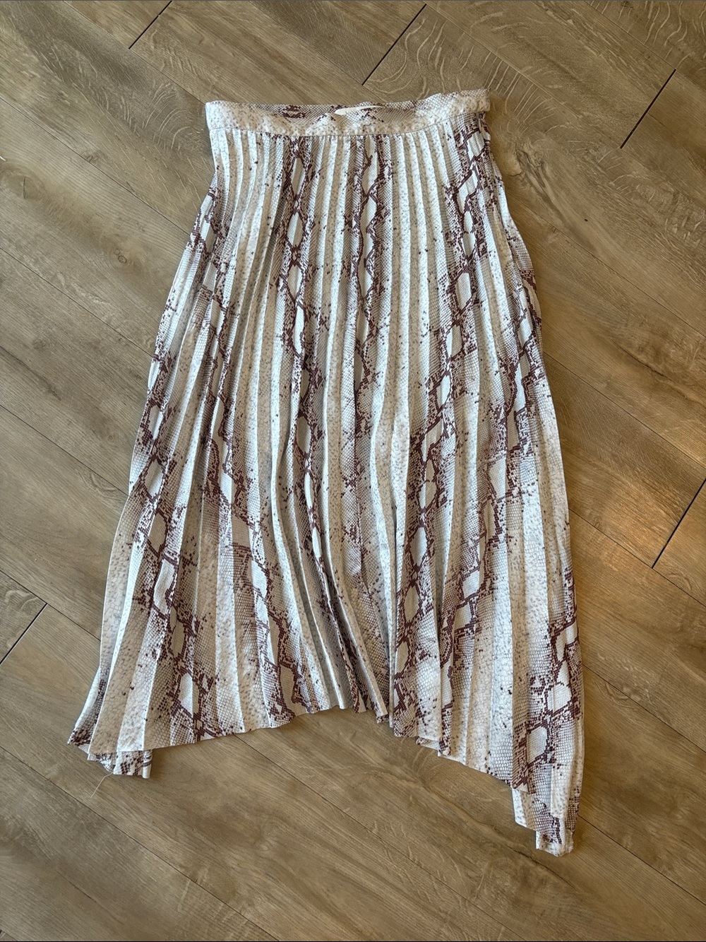 Anthropologie bishop + young Untamed Rain Python Pleated Asymmetrical Midi Skirt